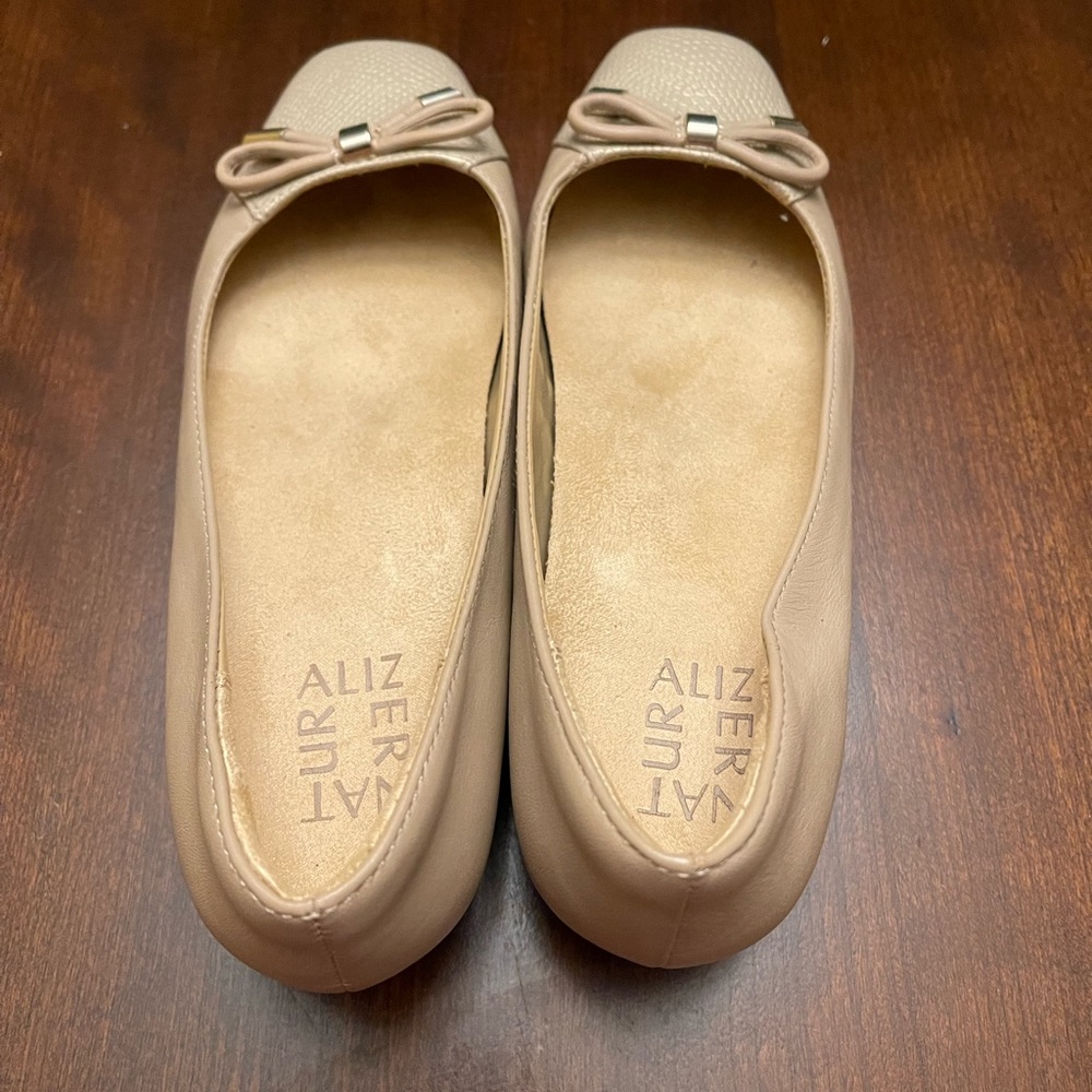 Naturalizer Gertie Leather and Snakeprint Ballet Flats with Bow Size 7M - Picture 4 of 8